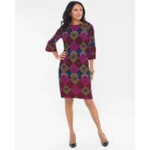 NWTS Chico's Bold Geometric Medallion Pattern Dress Chico’s Size 1 = Med (8–10)